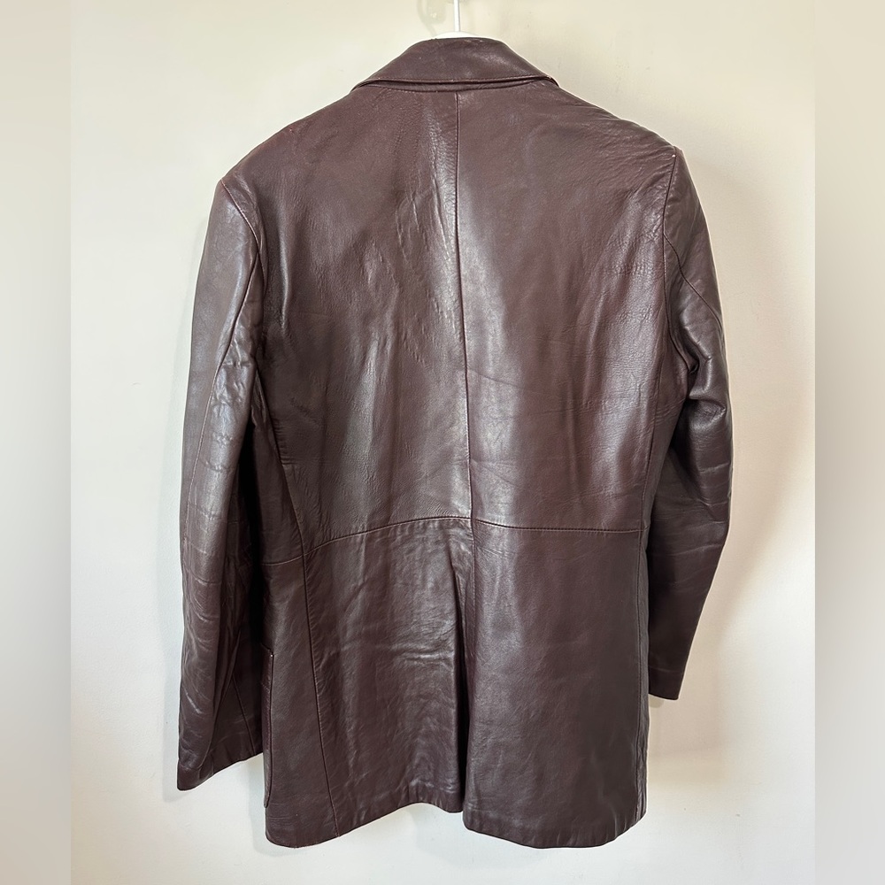 70's Vintage Sport Genuine Leather Blazer Jacket Size - Picture 2 of 15